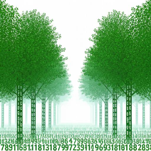 Magical number forest with glowing trees and numeric fruits